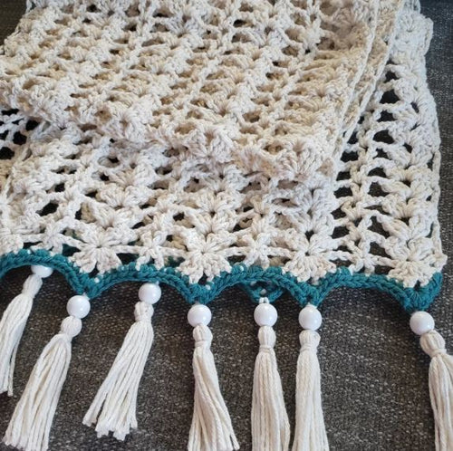 Handcrochet Table Runner – Boho Home Decor for Dining Table, Dresser & Mantle