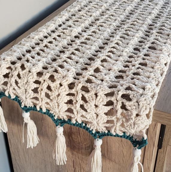 Handcrochet Table Runner – Boho Home Decor for Dining Table, Dresser & Mantle